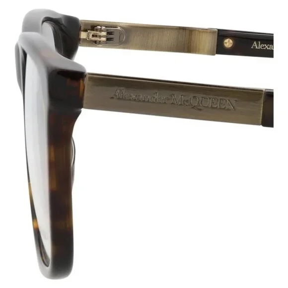 Alexander McQueen Mens Square/Rectangle Havana Gold Transparent Fashion - Picture 3 of 3